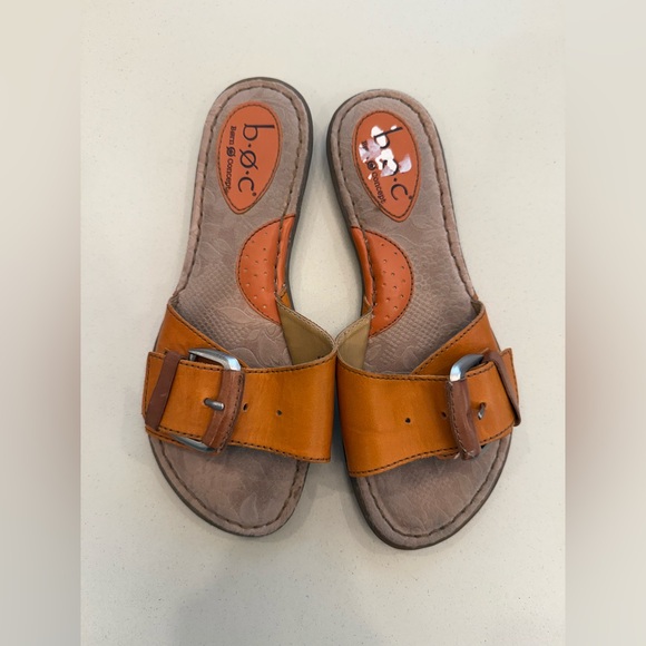 B.o.C Orange Leather Slide Sandals - Picture 1 of 4